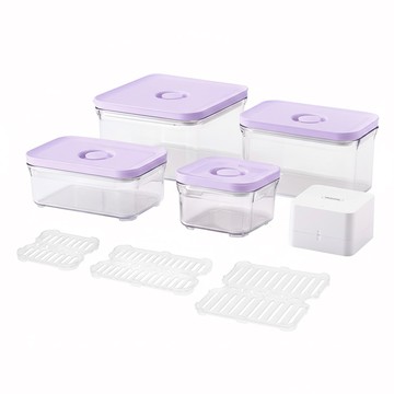 Vacuven Pora 入門款保鮮盒5件組 + 網狀瀝水籃3件組  1套  5個密封容器 + 3個網狀濾籃 + 1個手動抽氣泵