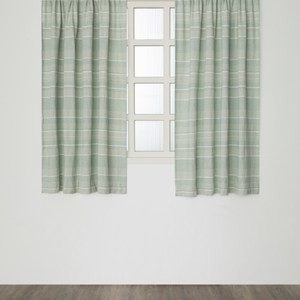 奧可利緹花圈圈紗落地窗簾270x230cm 橫紋青草綠