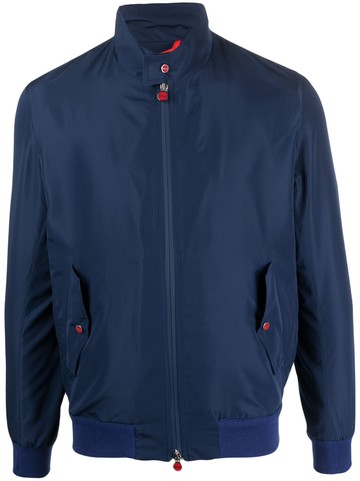 Kiton - logo-charm bomber jacket - men - Polyester - 54 - Blue