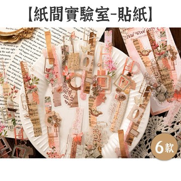 RAYRAYGO 陌墨 貼紙包【紙間實驗室系列】6款 PET 20張 拼貼風圖案 長條貼紙 復古貼紙 花卉貼紙 手帳貼紙