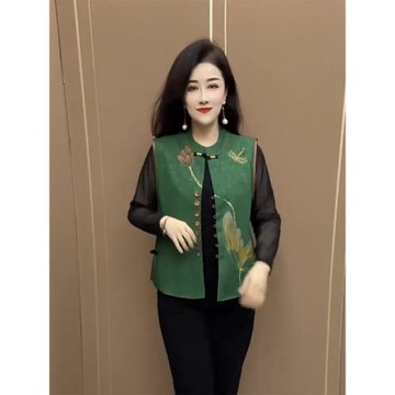 夏季國風小馬甲兩面穿定位花復古新款雙面穿背心坎肩媽媽真絲馬夾