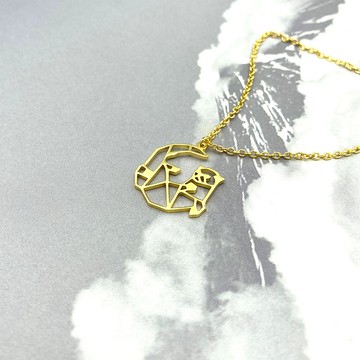 水獺游泳 幾何風格 鍍金項鍊