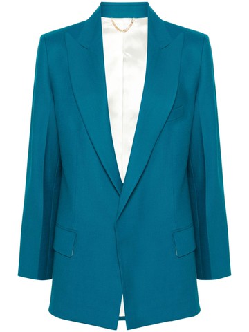 Victoria Beckham - interlock-twill blazer - women - Polyester/Virgin Wool/Elastane/Viscose/Polyamide/Cotton - 14 - Blue