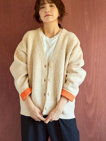 反折撞色雙面針織開襟衫(0H000834800) - AMERICAN HOLIC