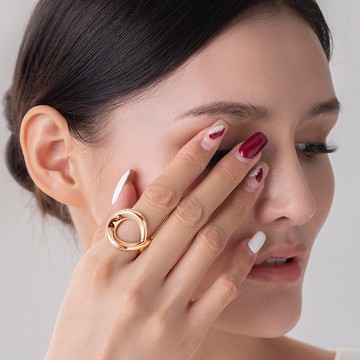 寬版圓形戒指-不規則純銀黃金素戒-立體情侶戒指-定情厚女戒-刻字