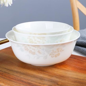 4個家用米飯碗骨瓷面碗輕奢小湯碗中式粥碗盤組合景德鎮簡約餐具