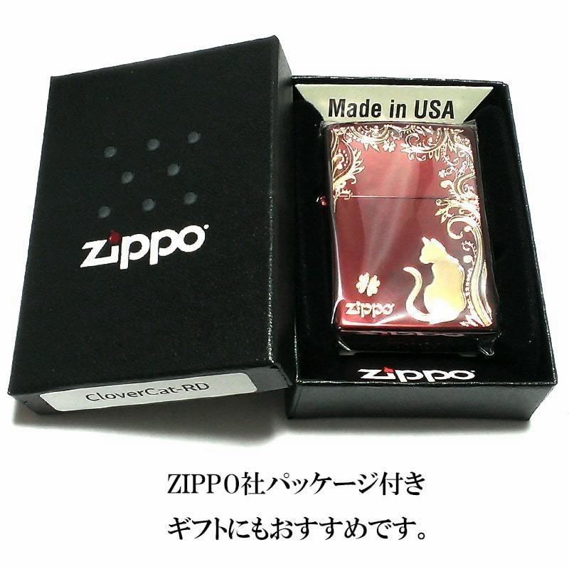 ZIPPO ライター ねこ キャット ジッポ 猫 クローバー ロゴ 四つ