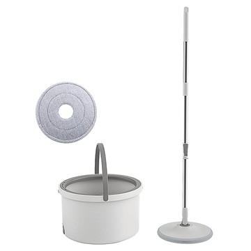 Mega 家居 極淨按壓旋轉懶人拖把組 (1桶1拖2拖把布)  水桶直徑32 x 19cm 拖把盤直徑23cm 伸縮桿102~128cm 拖把布直徑24.5cm  1組