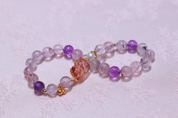 能量超七手鏈 黑金超貔貅招財開運旺事業助學業 天然水晶手鏈禮物