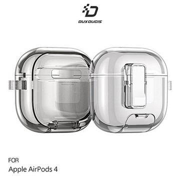 DUX DUCIS Apple 蘋果 AirPods 4 冰晶支架保護殼 防摔殼 透色殼 按鈕卡扣透灰