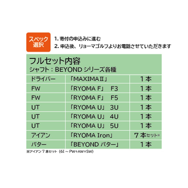 リョーマゴルフ フルセット14本 BEYOND POWERシャフト リョーマ ゴルフ