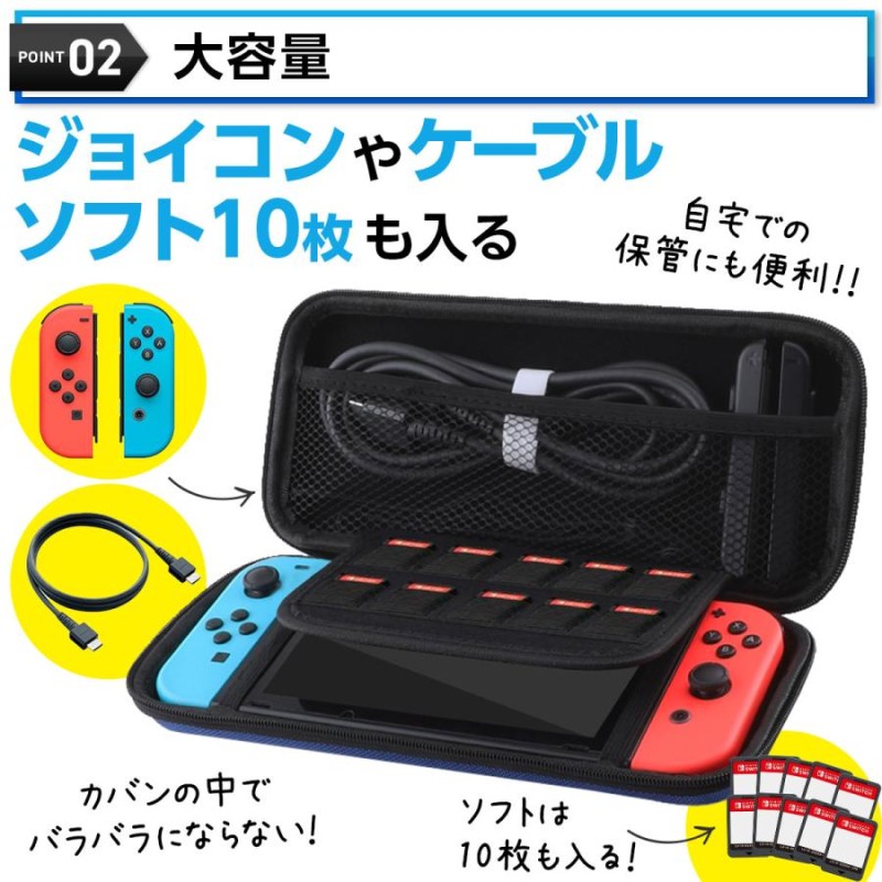 Nintendo Switch ハードケース 耐衝撃 ポーチ ケース ガラスフィルム付