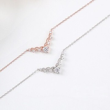 925純銀項鍊 鑲鑽吊墜-高貴典雅精美璀璨生日情人節禮物女飾品2色73gy107【獨家進口】【米蘭精品】