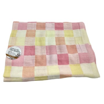 星紅織品 格子多層紗布速乾浴巾 - 100%純棉 超強吸水 親膚不咬肌 低棉絮 透氣舒適  粉色  1條