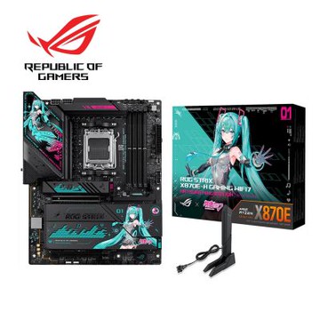 華碩 ROG STRIX X870E-H GAMING WIFI7 初音主機板+美光 PRO D5 32G*2 6400 CL40 白色散熱片記憶體