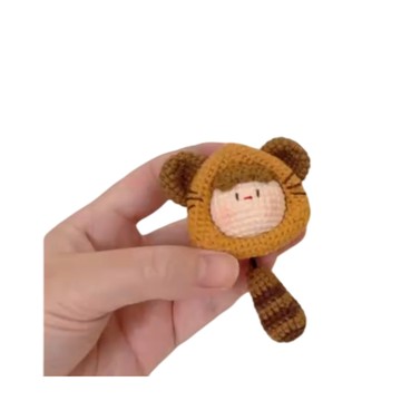 🔥新款🔥浣熊團子編織DIY材料毛綫鈎針可愛diy手工自製掛件鑰匙扣送閨蜜手工編織材料包/毛線鉤織/手作材料/毛線DIY