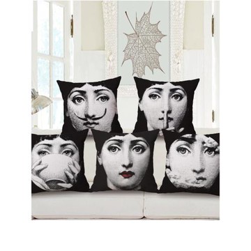 歐美黑白人臉藝術抱枕套沙發靠枕套汽車腰枕套辦公室護腰靠墊套