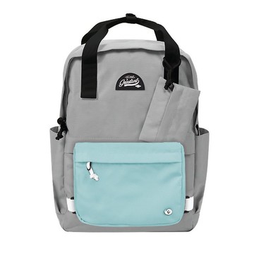 Grinstant混搭可拆組式15.6吋後背包 - 黑白系列 (灰色配淺藍色)