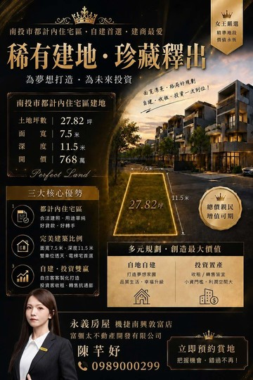 獨家南投三塊厝體育場獨棟電梯豪宅住宅建地｜南投縣南投市三塊厝段