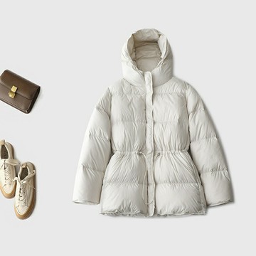現貨+預購 真 羽絨90%白鴨絨 羽絨外套鴨絨夾克-雲朵感法式加厚收腰連帽女外套2色74gp34【獨家進口】【米蘭精品】