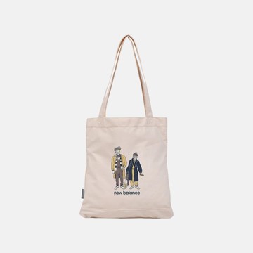 NEW BALANCE 帆布包 NB 夫婦 Q版塗鴉 托特包 包包 LAB51503AS