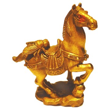 開運陶源 馬上贏/馬上蠅 招財開運銅雕 迷你隨身攜帶 附錦囊袋  黃銅色  5 x 2.5 x 6cm