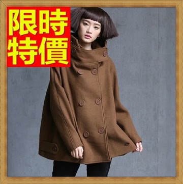 斗篷外套披風-大立領雙排扣毛呢中長版純色女外套65n9【獨家進口】【米蘭精品】