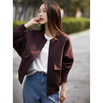 艾哥弟斯商場專柜同款棒球服短外套女安可拉紅寬松夾克上衣秋季