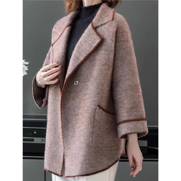 洋氣媽媽冬裝外套2025新款水貂絨大衣中老年秋冬毛呢子貴夫人衣服