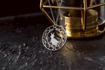 兔子項鍊 寶石與動物系列-抗敏醫療鋼