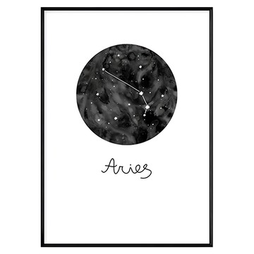白羊座 Aries 星座掛畫  59.4 x 42cm  黑色