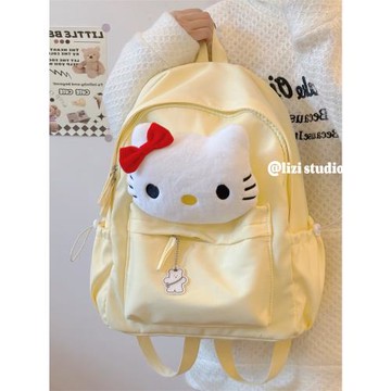 日系原創KT貓可愛書包少女初高中學生毛絨大容量雙肩包大學生背包