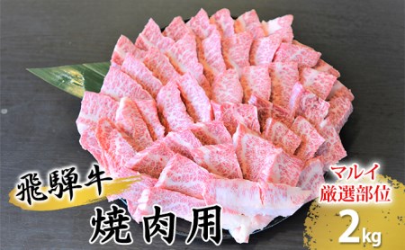 飛騨牛焼肉用（A4～A5等級）マルイ厳選部位約2kg（約500g×4）