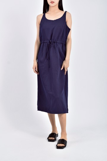 (S) 質感細肩帶藍色洋裝