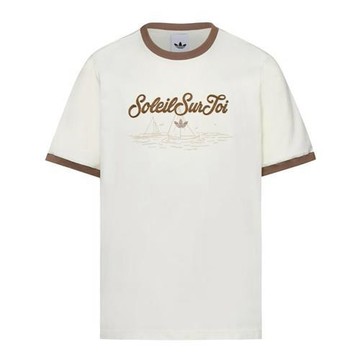 Adidas 短袖上衣 男裝 印花 純棉 米白 KW8252