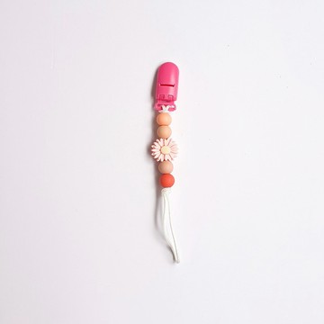 【客製】短款 奶嘴鏈 奶嘴鏈夾 / 5顆珠珠 / 食用級矽膠