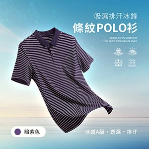 冰感A級冰科技吸溼排汗透氣條紋冰鋒POLO衫