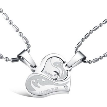 鈦鋼項鍊 情侶對鍊(一對)-流行創意心連心百搭生日情人節禮物男女飾品2色73cl33【獨家進口】【米蘭精品】