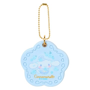 asdfkitty*大耳狗藍色 玫瑰浮雕滑蓋鏡子 迷你隨身鏡子-附珠鏈-日本正版商品