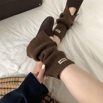 ✨精選好物✨秋冬韓風ins字母布標襪套  羊毛針織開叉襪套 中筒堆堆襪襪套 鬆弛感腿套女  秋冬加厚堆堆襪套