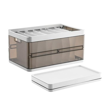 衣物收納箱 06附蓋9格款  茶色  1個  40 x 25 x 19.5cm