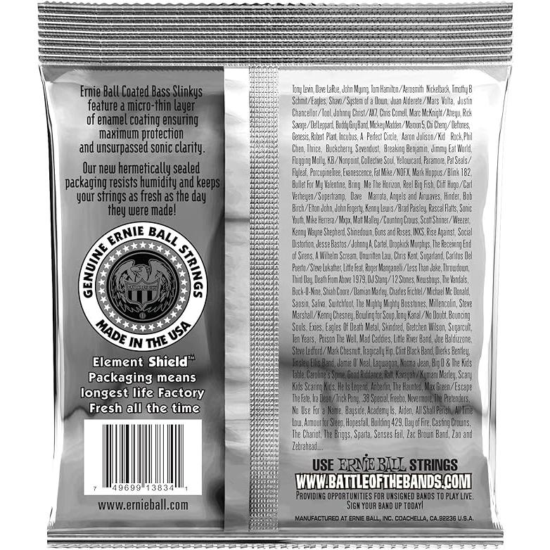 PACK Ernie Ball 3834 Coated Super Slinky BASS Guitar Strings 45-100