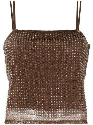 Alexander Wang - square-neck sleeveless top - women - Polyester/Silk - 4 - Brown