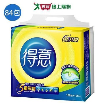 得意連續抽取式花紋衛生紙100抽x84包(箱)【愛買】