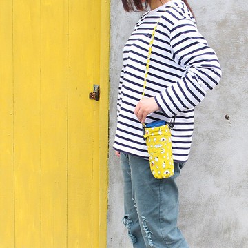 Chuyu 台灣花布水壺提袋/附背帶/減塑行動環保杯套