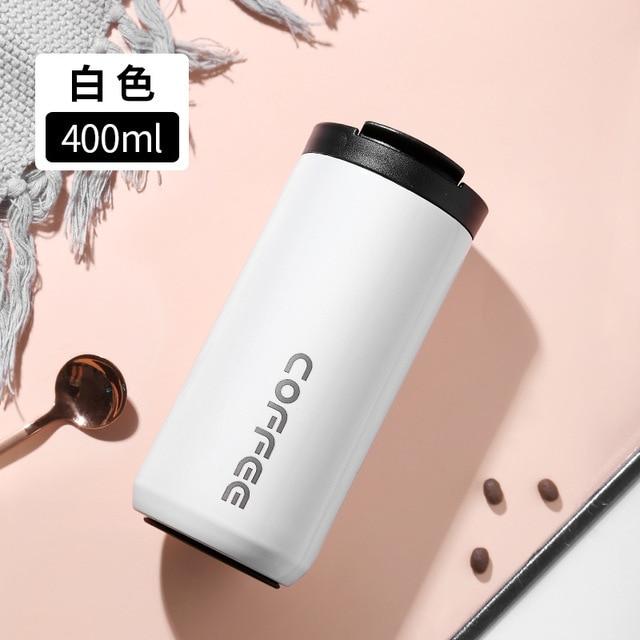 ステンレス製サーマルコーヒーマグ400ml,漏れ防止,ポータブル,トラベルフラスコ,サーマルカップ,クリスマスギフト,304