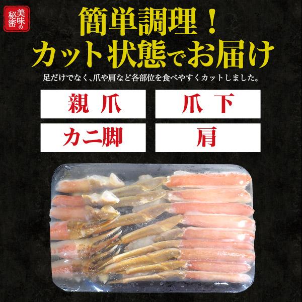 ズワイガニ 鍋用 ハーフポーション 1kg カニ鍋 脚 爪 半むき身 カニしゃぶ 蟹 かに 2〜3人前 海鮮 蟹鍋 冷凍便 お取り寄せグルメ