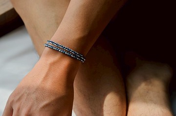 波乘| 深藍六股雙圈蠟繩編織手環