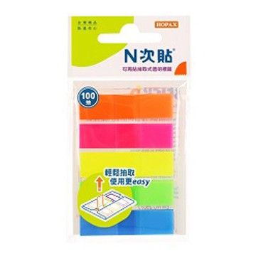 本月熱銷推薦 滿額再折【史代新文具】N次貼 66601 5色-100張 簡易抽取式螢光透明標籤