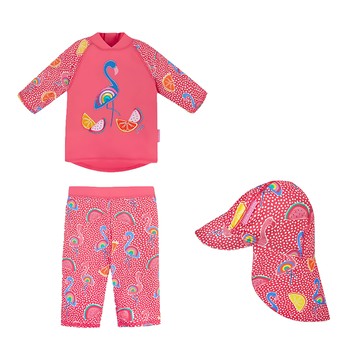 英國 JoJo Maman BeBe 兩件式泳裝+防曬護頸遮陽帽_JJG005